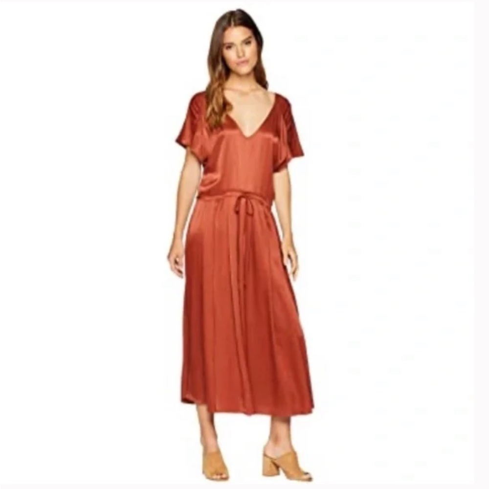 Free People V-Neck Burnt Orange Dress Size Large